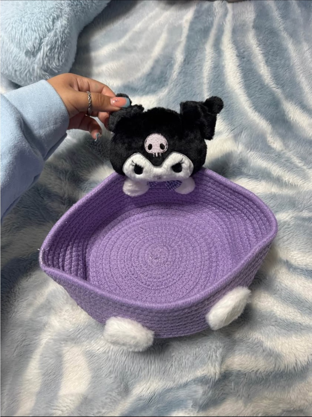 Sanrio Purple and Black Kuromi Plush Basket
